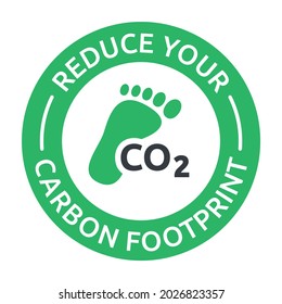 Reduce Your Carbon Footprint Sticker. Footprint With Co2 Symbol Vector Illustration