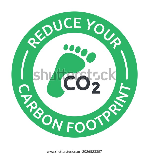 Reduce your carbon footprint sticker.\
Footprint with co2 symbol vector\
illustration