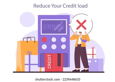 Reduce your credit load. Effective financial optimization in conditions of economic stagnation. Economic activity decline, business-saving actions. Flat vector illustration