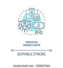 Reduced admin costs concept icon. Contract management automation benefits. Limit company money expenses idea thin line illustration. Vector isolated outline RGB color drawing. Editable stroke