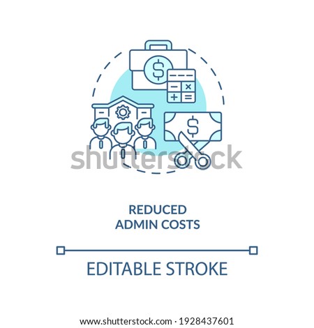 Reduced admin costs concept icon. Contract management automation benefits. Limit company money expenses idea thin line illustration. Vector isolated outline RGB color drawing. Editable stroke