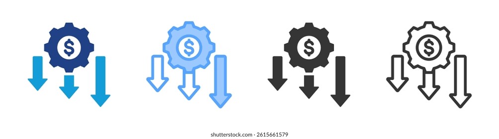 Reduced Cost icon set multiple style collection