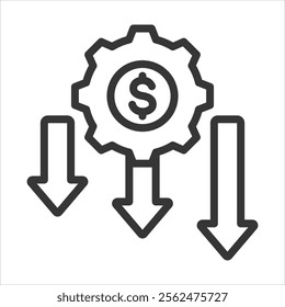 Reduced Cost Outline Icon Vector Illustration