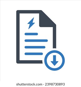 Reduced electricity bill icon. Energy price drop icon