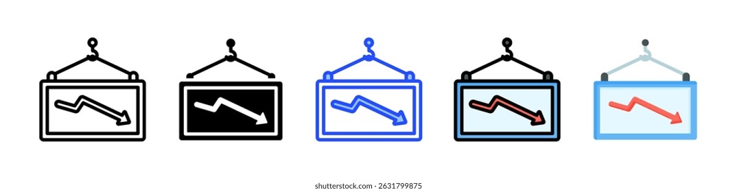 Reduced Export Levels Icon Collection With Multiple Styles