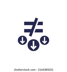 Reduced inequality icon, vector sign on white