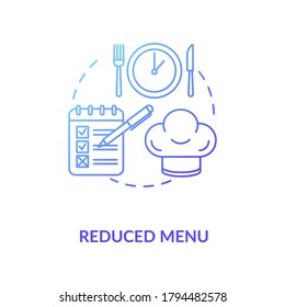 Reduced Menu Concept Icon. Cafe And Restaurants Safety Guidelines Idea Thin Line Illustration. Food Hygiene Tips During Coronavirus Disease. Vector Isolated Outline RGB Color Drawing