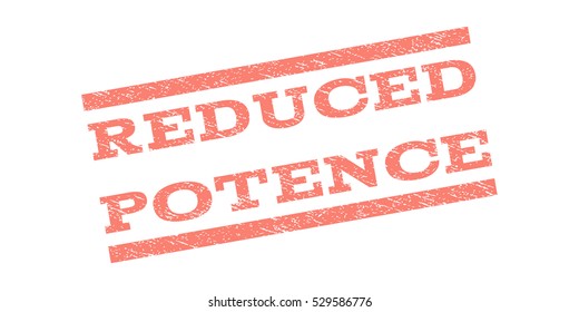 Reduced Potence watermark stamp. Text tag between parallel lines with grunge design style. Rubber seal stamp with dust texture. Vector salmon color ink imprint on a white background.