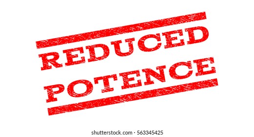 Reduced Potence watermark stamp. Text caption between parallel lines with grunge design style. Rubber seal stamp with unclean texture. Vector red color ink imprint on a white background.