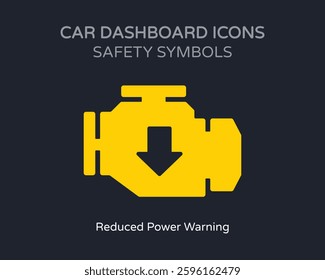 Reduced Power Safety Symbol Car Dashboard Icons - High Quality Vectorial Graphic