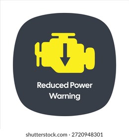 Reduced Power Warning Icon – Yellow Engine with Downward Arrow – High Quality Vectorial Stock Image