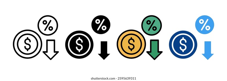 Reduced Prices Icon Set Multiple Style Collection