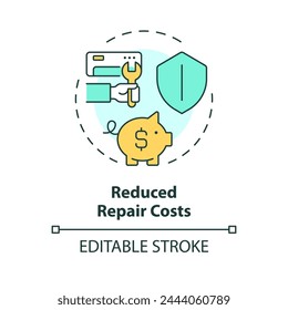Reduced repair costs multi color concept icon. Cost effective service. HVAC maintenance. Round shape line illustration. Abstract idea. Graphic design. Easy to use in promotional material