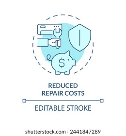 Reduced repair costs soft blue concept icon. Cost effective service. HVAC maintenance. Round shape line illustration. Abstract idea. Graphic design. Easy to use in promotional material