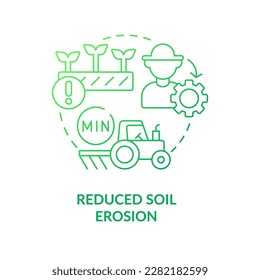 Das Symbol für den grünen Farbverlauf der Böden wird reduziert. Regenerative Landwirtschaft. Ökologischer Nutzen abstrakte Idee dünne Linie Illustration. Einzeln Umrisszeichnung. Myriad Pro-Fett-Schriftart verwendet