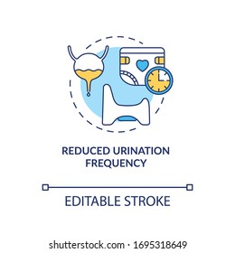 Reduced urination frequency concept icon. Problem with digestive system sign. Unwell bladder. Rotavirus symptom idea thin line illustration. Vector isolated outline RGB color drawing. Editable stroke
