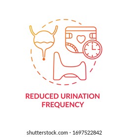 Reduced urination frequency red concept icon. Problem with digestive system sign. Unwell bladder. Rotavirus symptom idea thin line illustration. Vector isolated outline RGB color drawing