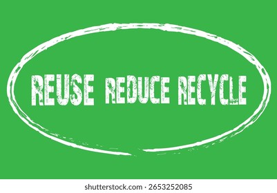 REDUCE, REUSE, RECYCLE-TEXT. Recycling-Pfeile, Vektorsymbol