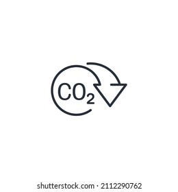 Reducing  carbon dioxide CO2 emissions. Development of environmental protection technologies. Vector linear icon isolated on white background