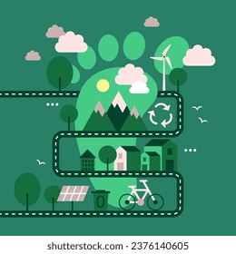 Reducing carbon footprint. Using renewable energy. Clean transportation. Reducing greenhouse gases. Eliminating fossil fuels. Energy saving at home. Recycling
