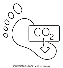 Reducing Carbon Footprints Monoline Icon Design. Represents Environmental Conservation, Sustainability, Green Practices, Eco-friendly Living. Vector icon with editable Strokes and Colors.