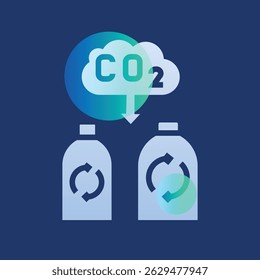 ilustração da redução das emissões de CO2 com morfismo de vidro colorido. Elementos de desfoque de transparência. Design em camadas da interface do usuário. Elemento isolado do vetor. 