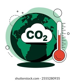 Reducing CO2 Emissions Concept. Vector illustration promoting eco-friendly and sustainable practices for a cleaner environment.