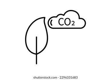 Reducción de las emisiones de CO2. icono relacionado con el calentamiento global, detener el cambio climático, CO2. Estilo de icono de línea. Diseño de vector simple editable