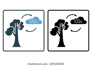 Reducing CO2 emissions. icon related to global warming, stop climate change, CO2. Solid icon style. Simple vector design editable