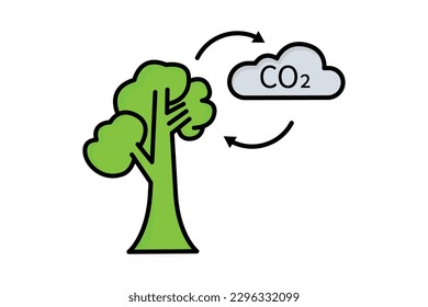 Reducing CO2 emissions. icon related to global warming, stop climate change, CO2. Flat line icon style, lineal color. Simple vector design editable