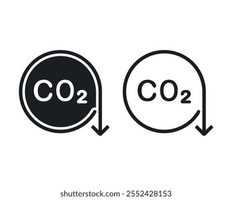 Símbolo do ícone de redução de emissões de CO2. Vetor de ilustração