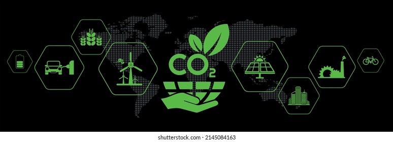 reducir las emisiones de CO2 para detener el cambio climático. fondo de energía verde