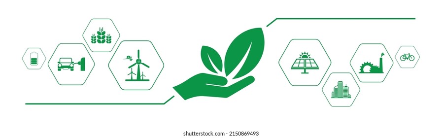 reducing CO2 emissions to stop climate change. green energy background