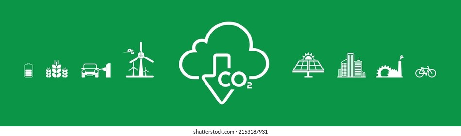 reducing CO2 emissions to stop climate change. green energy background