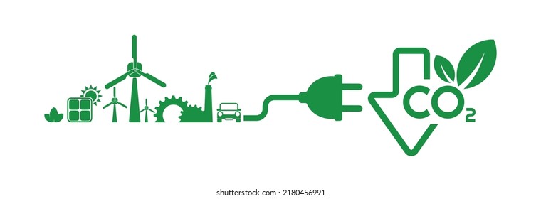 reducing CO2 emissions to stop climate change. green energy background