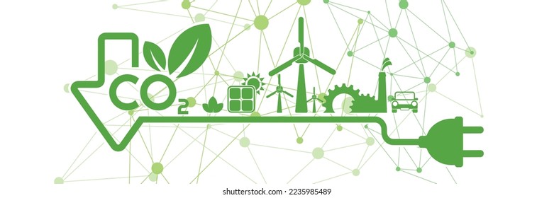 reducing CO2 emissions to stop climate change. green energy background