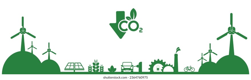 Verringerung der CO2-Emissionen zur Eindämmung des Klimawandels Schild