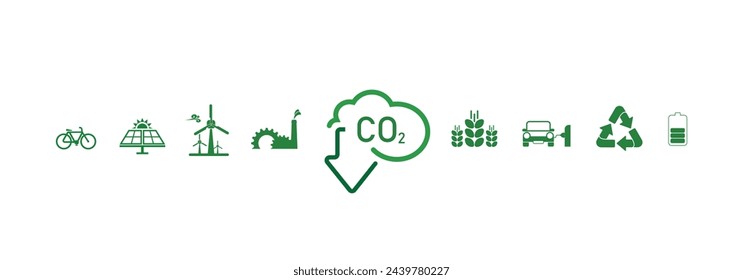 reducing CO2 emissions to stop climate change. green energy background