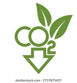 Reducing CO2 emissions to stop climate change. CO2 carbon neutral sign. Eco friendly. Leaf and co2. Reducing CO2 emissions sign. Stop climate change symbol