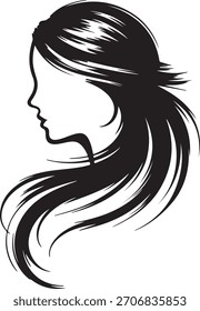 Reduzindo o conceito à sua essência mais pura, esta ilustração abstrai o cabelo fluindo em uma série de ondas rítmicas sobrepostas.