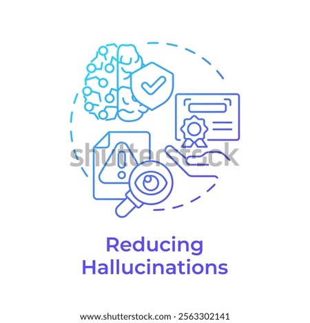 Reducing inaccurate responses blue gradient concept icon. Real verified sources. Benefit of RAG services. Round shape line illustration. Abstract idea. Graphic design. Easy to use in article