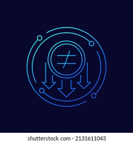 Reducing inequality line vector icon