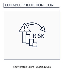 Reducing risk line icon. Reducing failure rate. High quality production. Warning sign. Statistic.Predictive analytics concept.Isolated vector illustration.Editable stroke