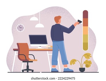 Reducing Stress Level. Man In Workplace Trying To Calm Down, Mental Health And Psychology, Awareness. Time Management And Organization Of An Efficient Workflow. Cartoon Flat Vector Illustration