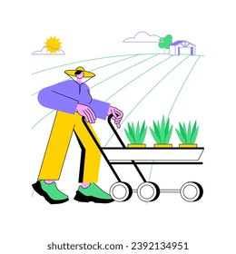 Reducir las ilustraciones de vectores de dibujos animados aislados de labranza. Conservar la estructura natural de los suelos, reducir el proceso de labranza, la agricultura sostenible, los trabajadores agrícolas, los dibujos animados resistentes de los vectores de suelos.