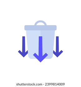 Reducing waste icon with a trash bin, flat vector