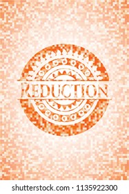 Reduction abstract emblem, orange mosaic background