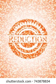 Reduction abstract emblem, orange mosaic background