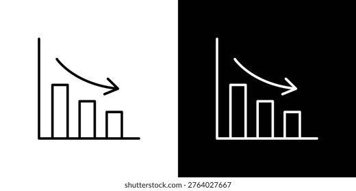 Reduction chart icon in black and white editable strokes