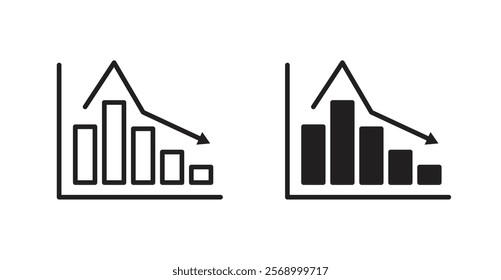 Reduction chart icon set vector graphics designs